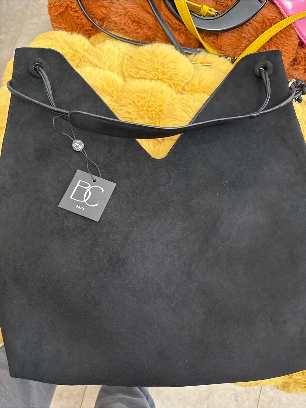 Black Suede Shoulder Tote. BC COMPANY BRAND NEW WITH TAGS